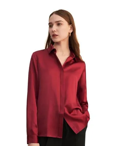 Image of woman wearing a red blouse