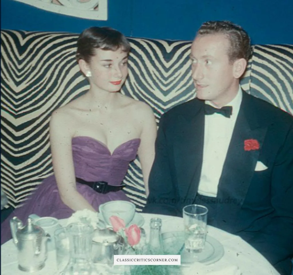 Picture of Audrey Hepburn with her boyfriend and fiancee,  James Hanson 