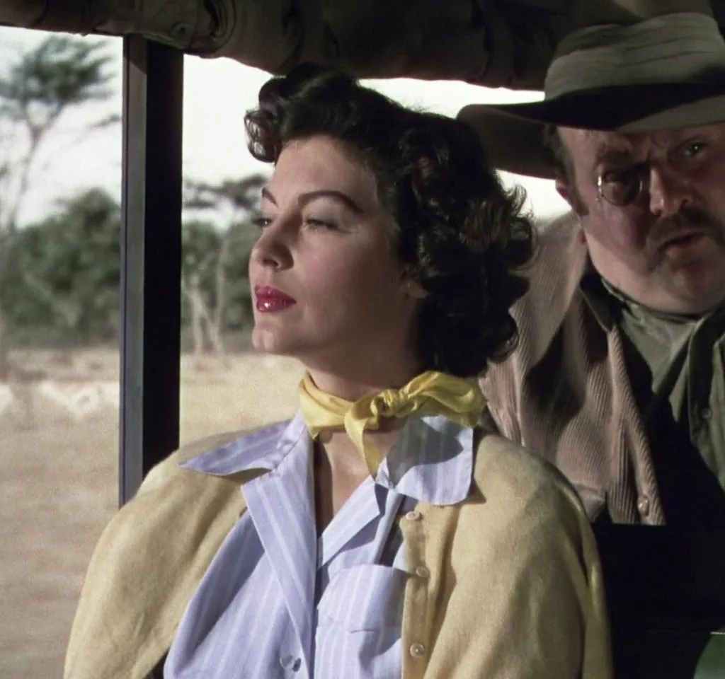 Image of Ava Gardner wearing 1950s fashion in Mogambo, 1953