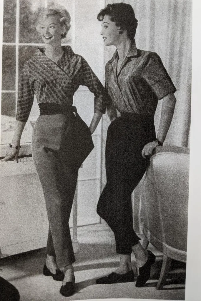 Images of 1950s cigarette pants from a 1950s sears catalog