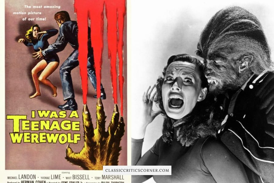 Images from the 1950s Horror Movie "I Was a Teenage Werewolf"