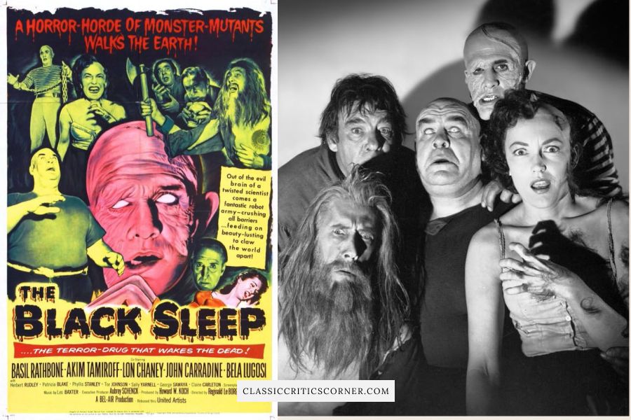 Images from the 1950s horror movie "The Black Sleep"