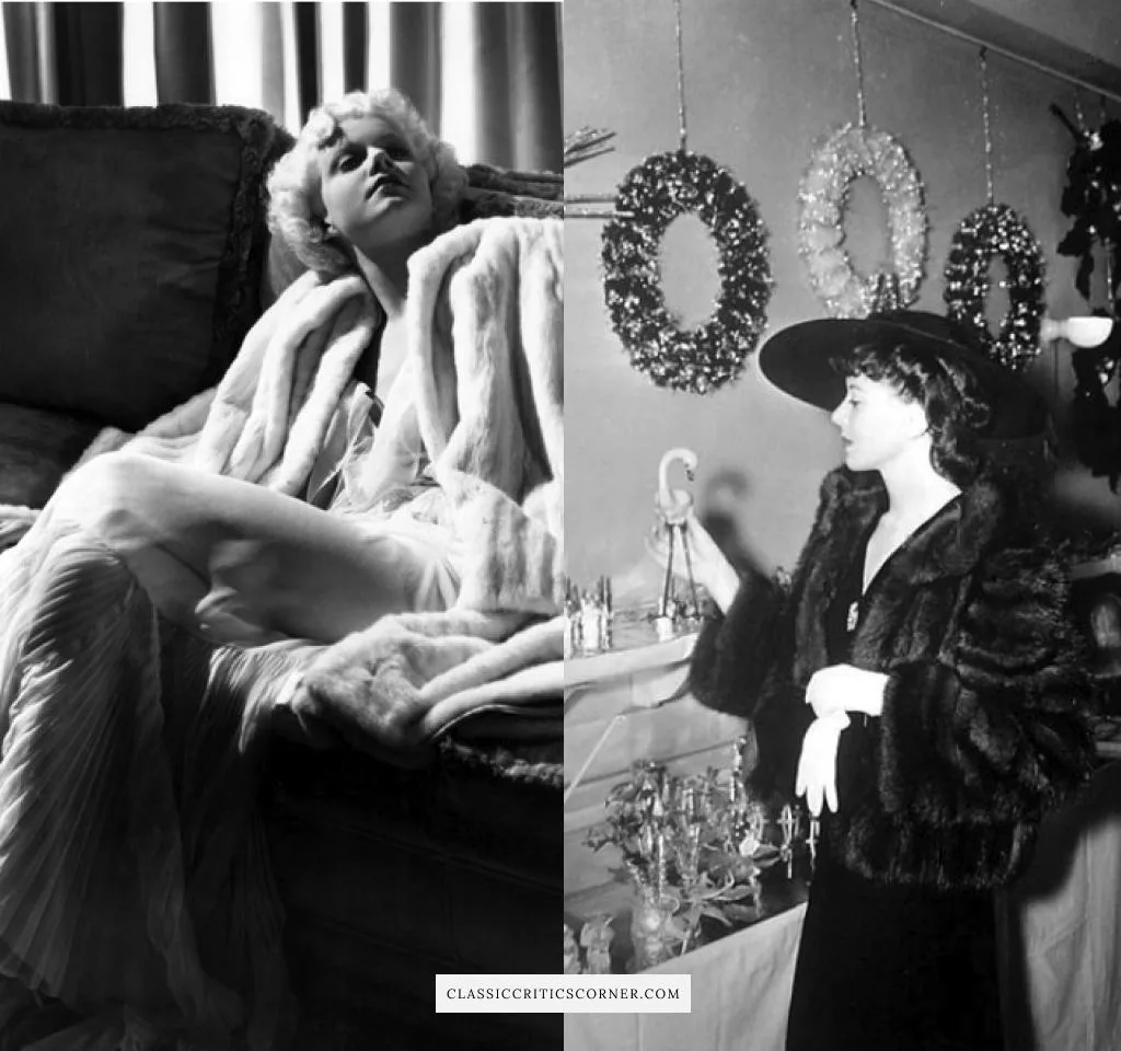 Images of Jean Harlow and Ida Lupino wearing 1930s styles