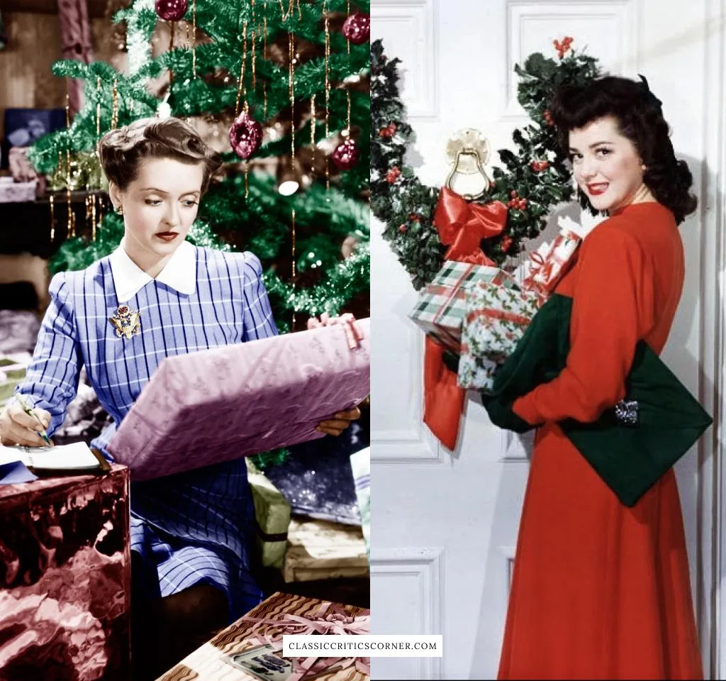 Images of Bette Davis and Ann Rutherford during the holidays