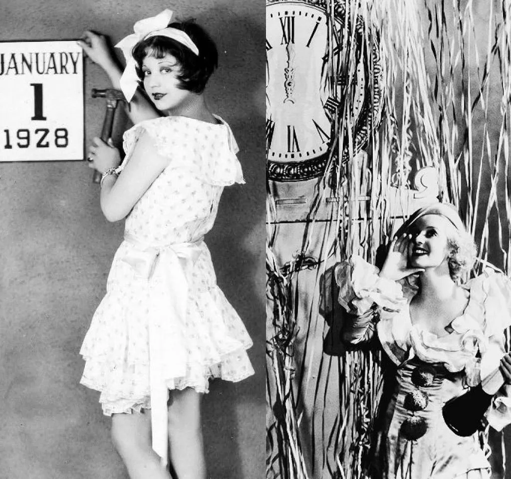 Images of Alice White and Bette Davis wearing New Years Eve dresses