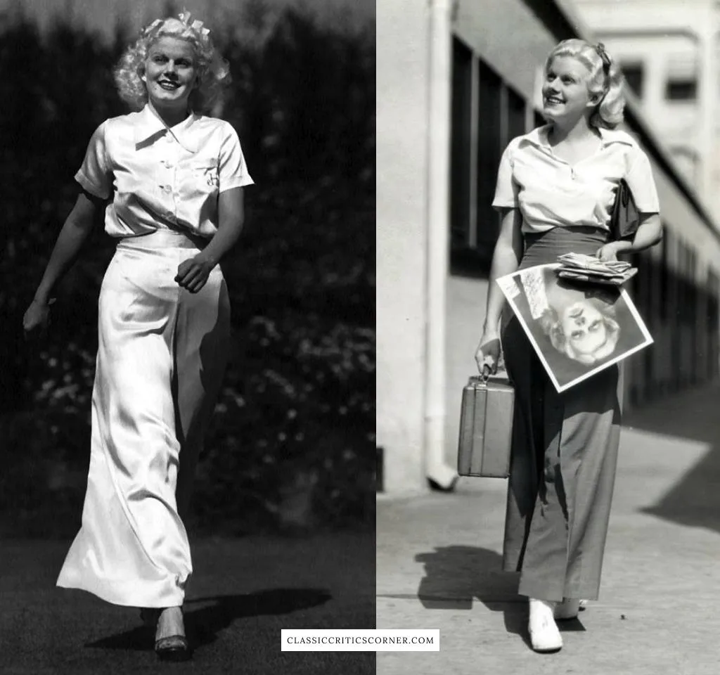 Images of Jean Harlow wearing pants in the 1930s