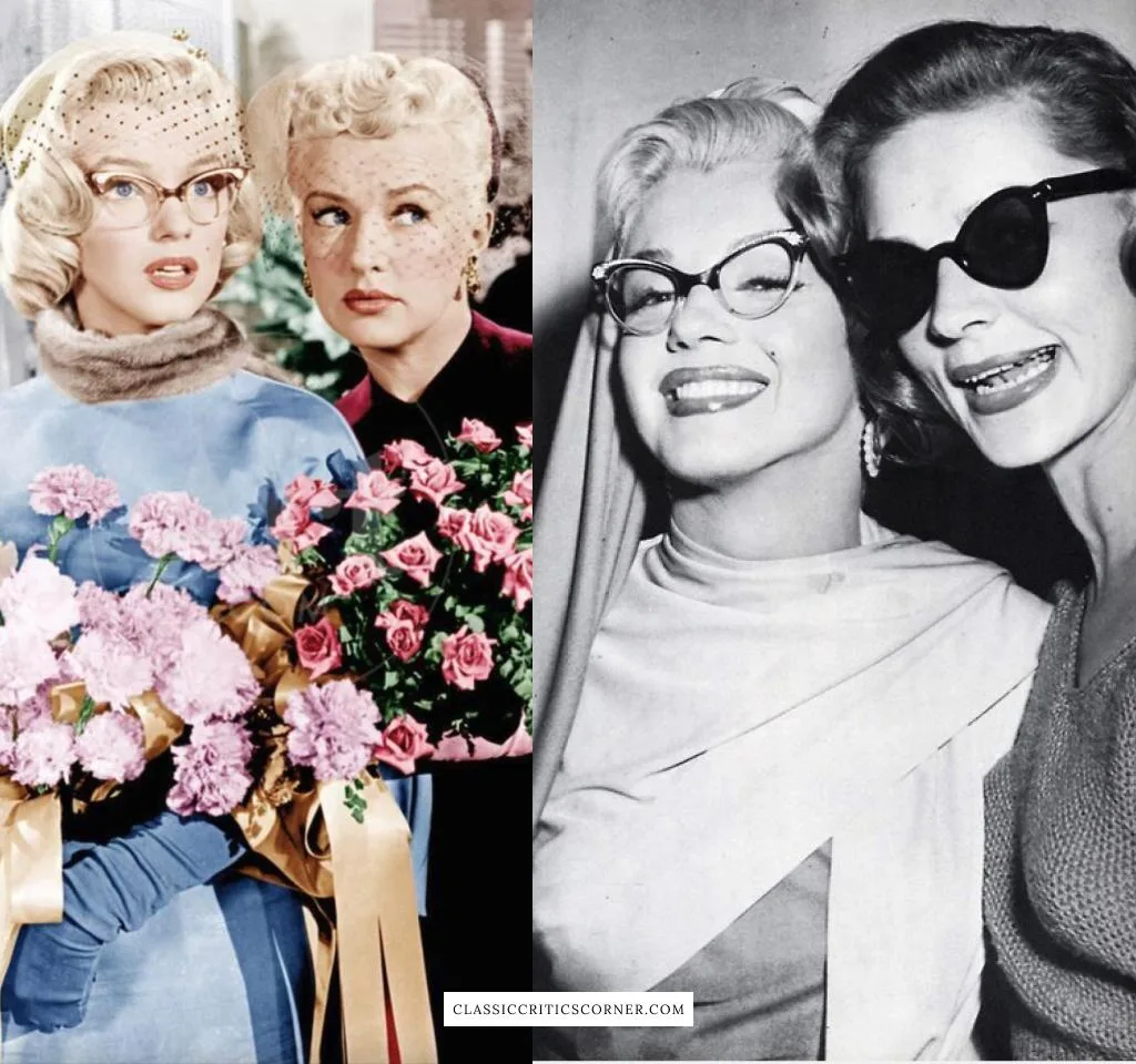 Images of Marilyn Monroe wearing glasses in How to Marry a Millionaire