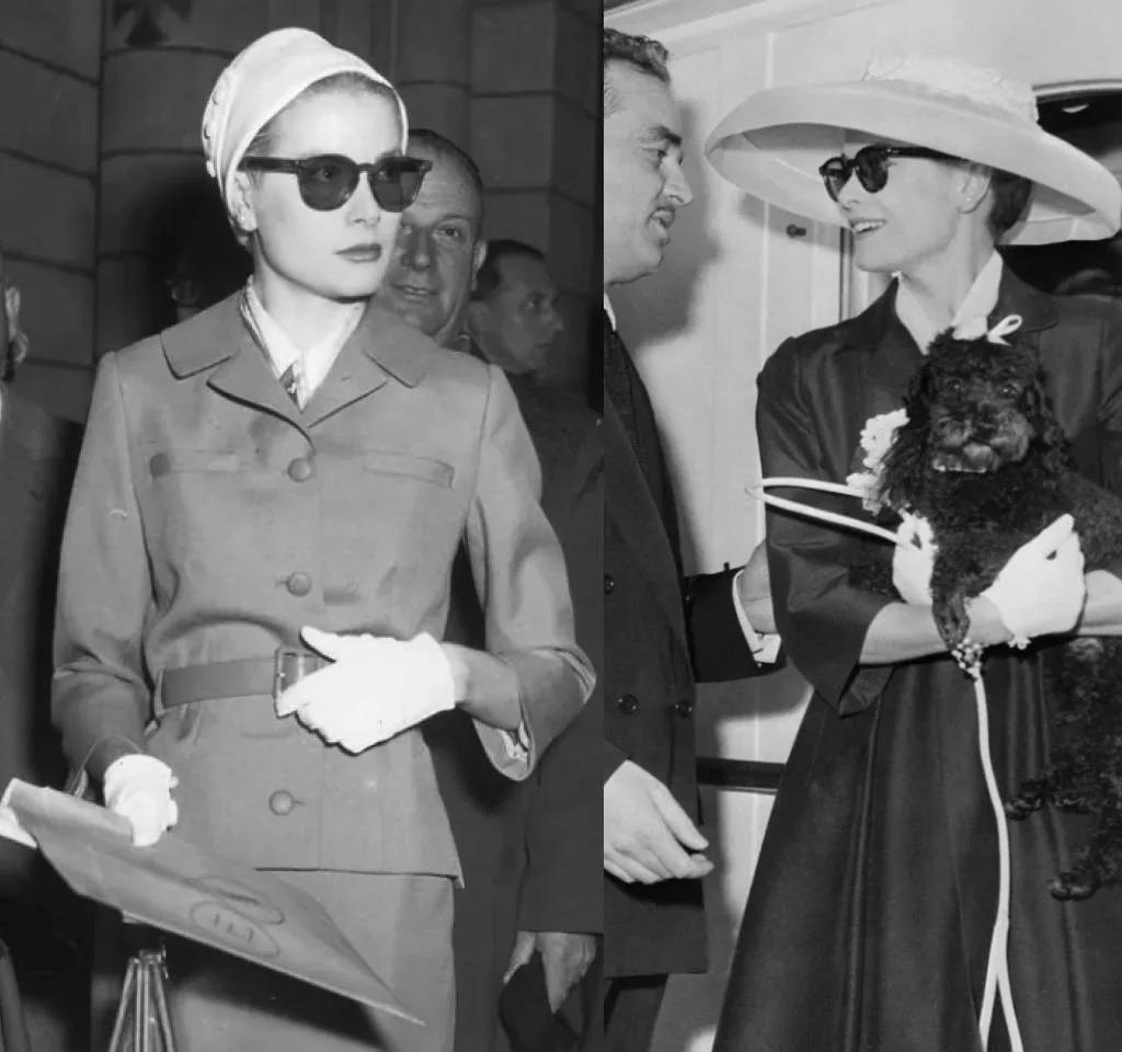 Images of Grace Kelly wearing sunglasses in the 1950s