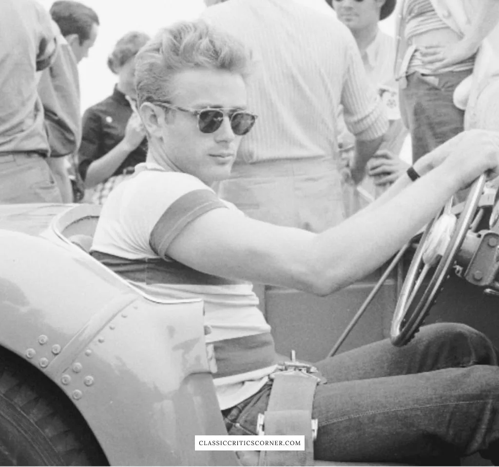 Image of James Dean wearing sunglasses in the 1950s