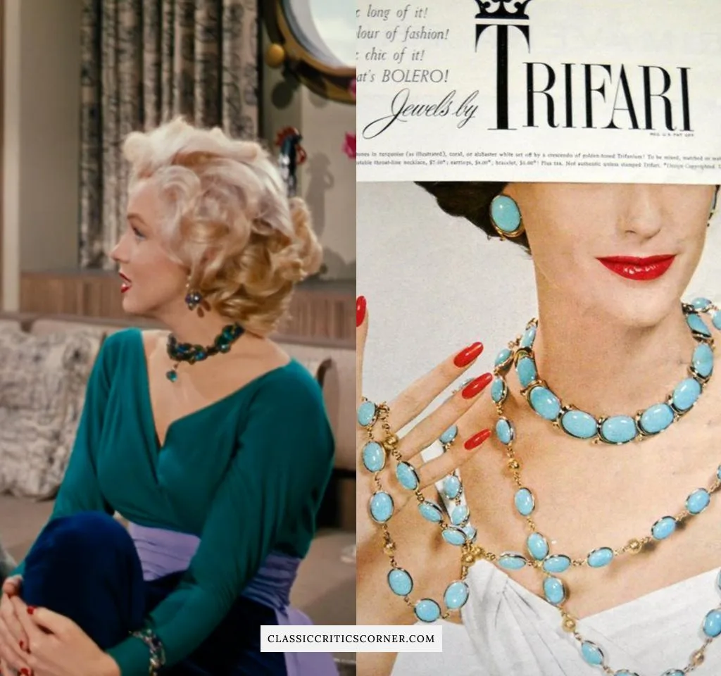 Image of Marilyn Monroe and a jewelry ad in the 1950s