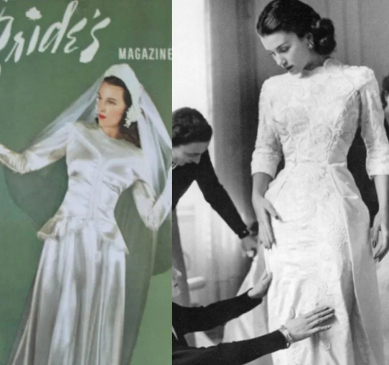 Images of women wearing 40s wedding dresses